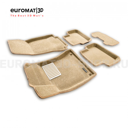 Текстильные 3D коврики Euromat3D Lux в салон для Mercedes B-Class (W246) (2011-2018) № EM3D-003516T Бежевые