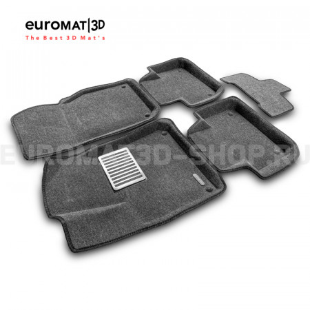 Текстильные 3D коврики Euromat3D Lux в салон для Audi Q7 (2015-) № EM3D-001108G Серые