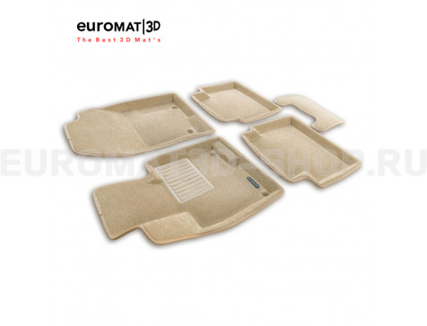 Текстильные 3D коврики Euromat3D Business в салон для Mazda CX-5 (2017-) № EMC3D-003414T Бежевые